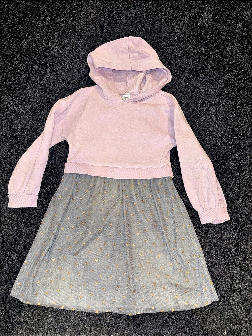 Carter's Girls  Hoodie Dress in Pink & Gray ( with gold stars) Size 6 (6x)